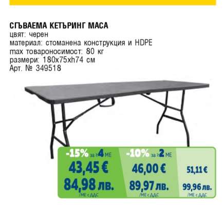 Сгъваема кетъринг маса