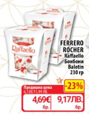 FERRERO ROCHER Raffaello Бонбони Balotin 230 гр