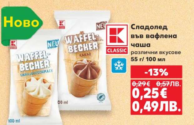 Сладолед във вафлена чаша