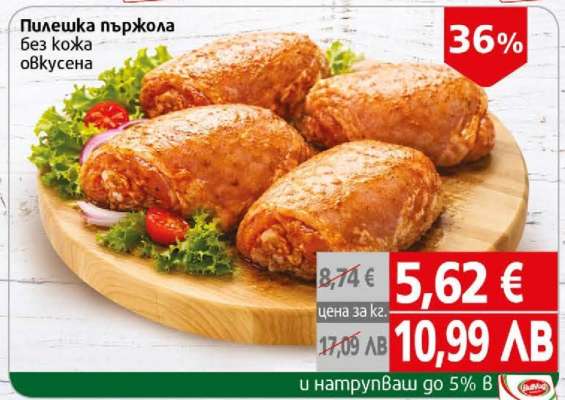 Пилешка пържола без кожа овкусена
