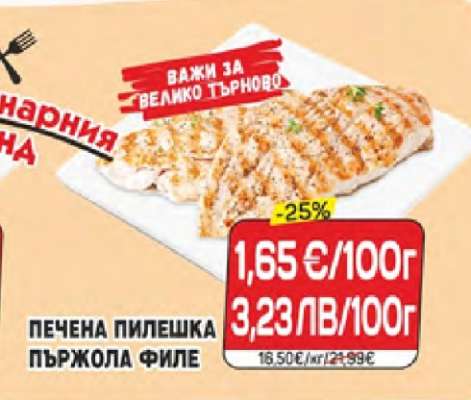 Печена пилешка пържола филе
