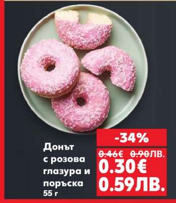 Донът с розова глазура и поръска