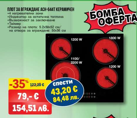 Плот за вграждане ASN-644T керамичен