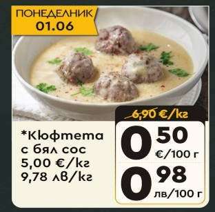 Кюфтета с бял сос