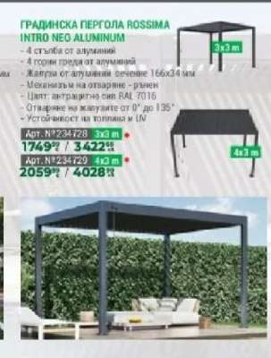 ГРАДИНСКА ПЕРГОЛА ROSSIMA INTRO NEO ALUMINUM