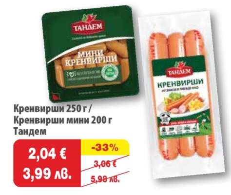 Кренвирши 250 г / Кренвирши мини 200 г Тандем