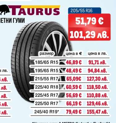 TAURUS летни гуми 205/55 R16