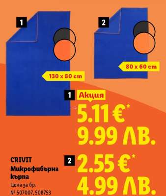 CRIVIT Микрофибърна кърпа