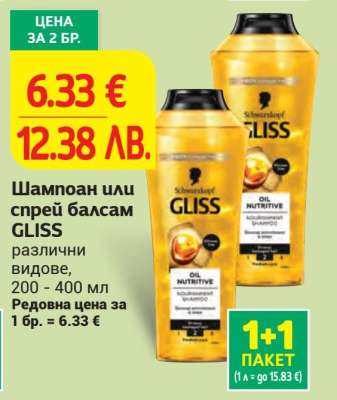 Шампоан или спрей балсам GLISS