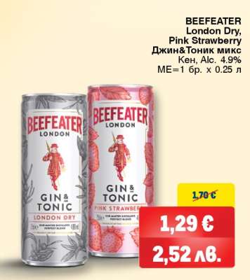 BEEFEATER London Dry, Pink Strawberry Джин&Тоник микс