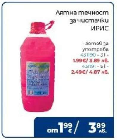 Лятна течност за чистачки ИРИС