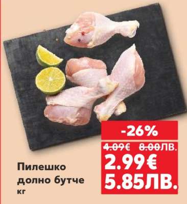 Пилешко долно бутче кг
