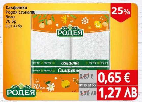 Салфетки Родея сгънати