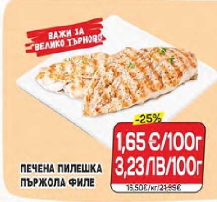 Печена пилешка пържола филе
