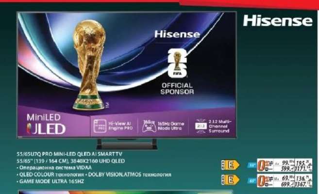 Hisense 55U65UQ PRO Mini-LED QLED AI Smart TV