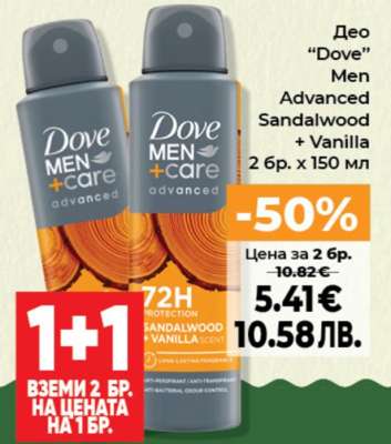 Део “Dove” Men Advanced Sandalwood + Vanilla