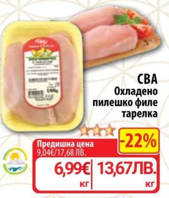 СВА Охладено пилешко филе тарелка