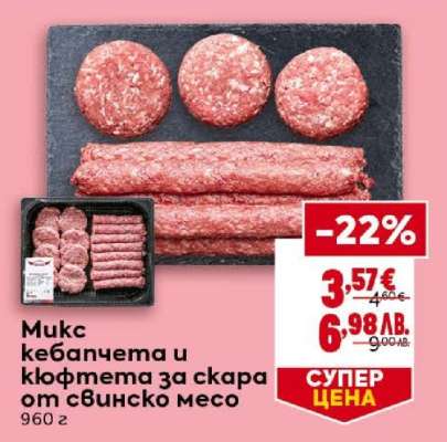 Микс кебапчета и кюфтета за скара от свинско месо