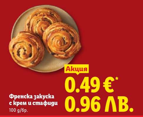 Френска закуска с крем и стафиди