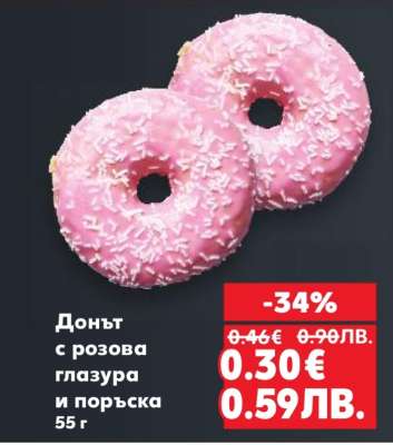 Донът с розова глазура и поръска