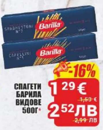 СПАГЕТИ БАРИЛА ВИДОВЕ 500Г