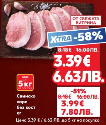 Свинско каре без кост кг