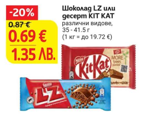 Шоколад LZ или Десерт KIT KAT