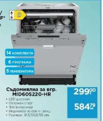 Съдомиялна за вгр. MID60S220-HR