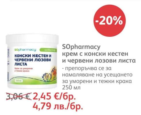 SОpharmacy крем с конски кестен и червени лозови листа