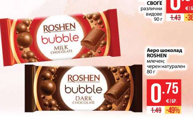 Аеро шоколад ROSHEN