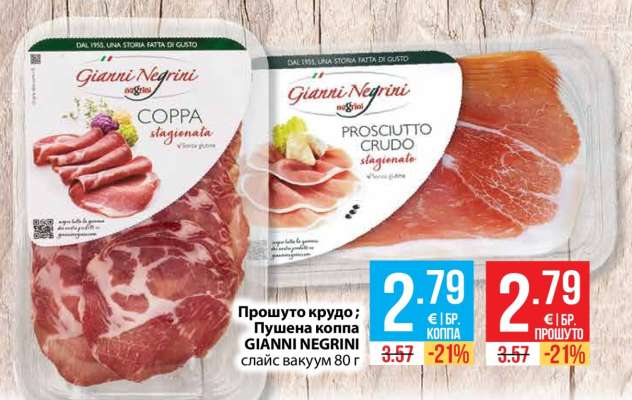 Прошуто крудо; Пушена коппа GIANNI NEGRINI