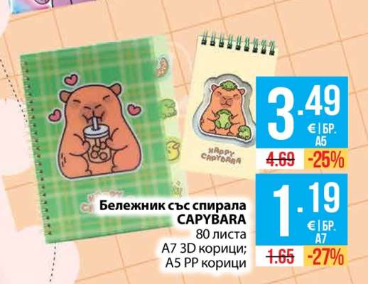 Бележник със спирала CAPYBARA
