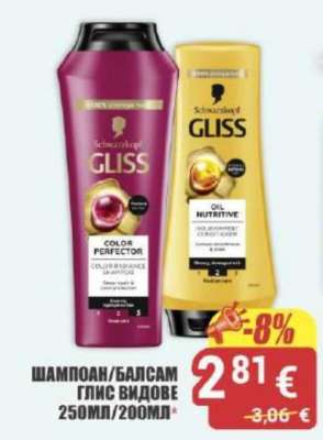 Шампоан/Балсам Gliss видове