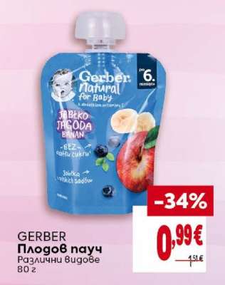 GERBER Плодов пaуч