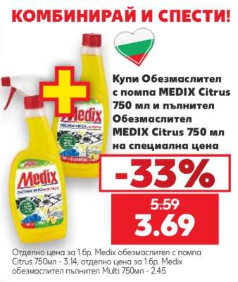 Обезмаслител с помпа MEDIX Citrus 750 мл и пълнител Обезмаслител MEDIX Citrus 750 мл