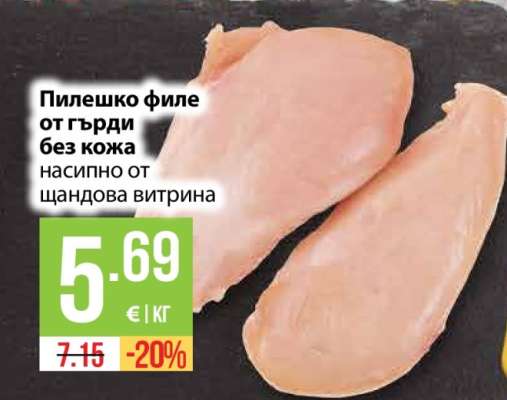 Пилешко филе от гърди без кожа