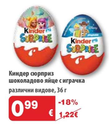 Киндер сюрприз шоколадово яйце с играчка